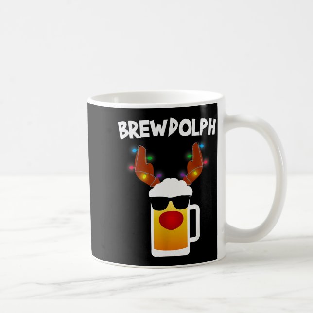 Reindeer Beer Rudolph Brewdolph Funny Christmas  Coffee Mug (Right)