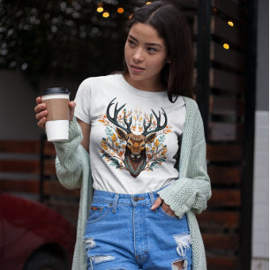 Reindeer Bohemian Style Watercolor  T-Shirt