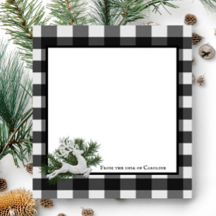 Reindeer Buffalo Plaid Personalized Notepad