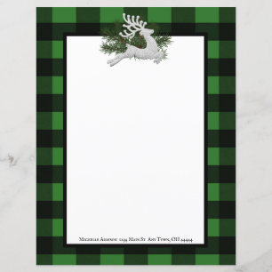 Reindeer Buffalo Plaid Stationery