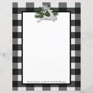 Reindeer Buffalo Plaid Stationery