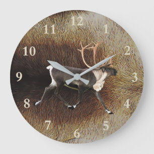 Reindeer - Bull Caribou Large Clock