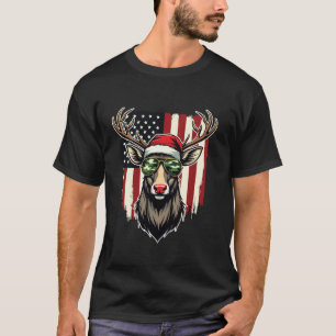 Reindeer Camo American Flag Christmas Pajama X Mas T-Shirt