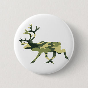 Reindeer / Caribou Woodland Camouflage / Camo 2 Inch Round Button