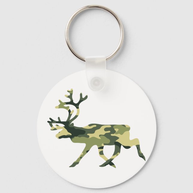Reindeer / Caribou Woodland Camouflage / Camo Keychain (Front)