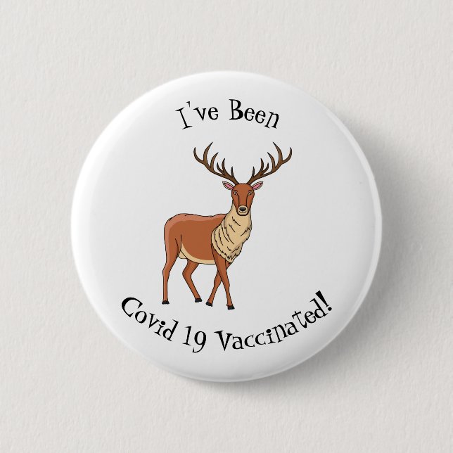 Reindeer cartoon illustration 2 inch round button (Front)