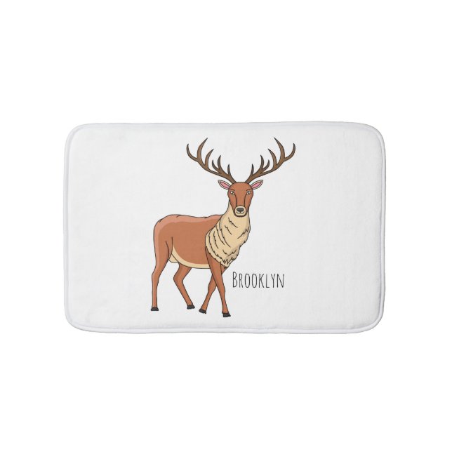 Reindeer cartoon illustration  bath mat (Front)