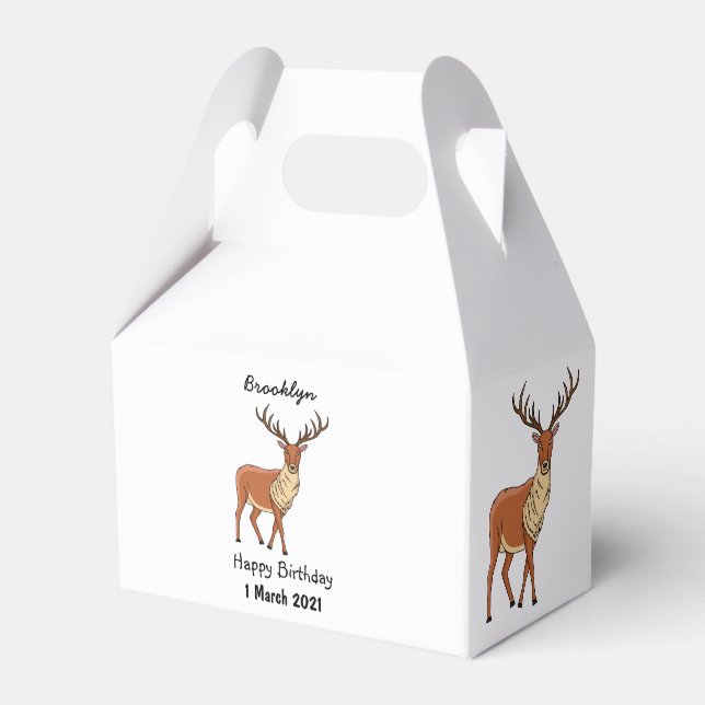 Reindeer cartoon illustration  favor box (Front Side)
