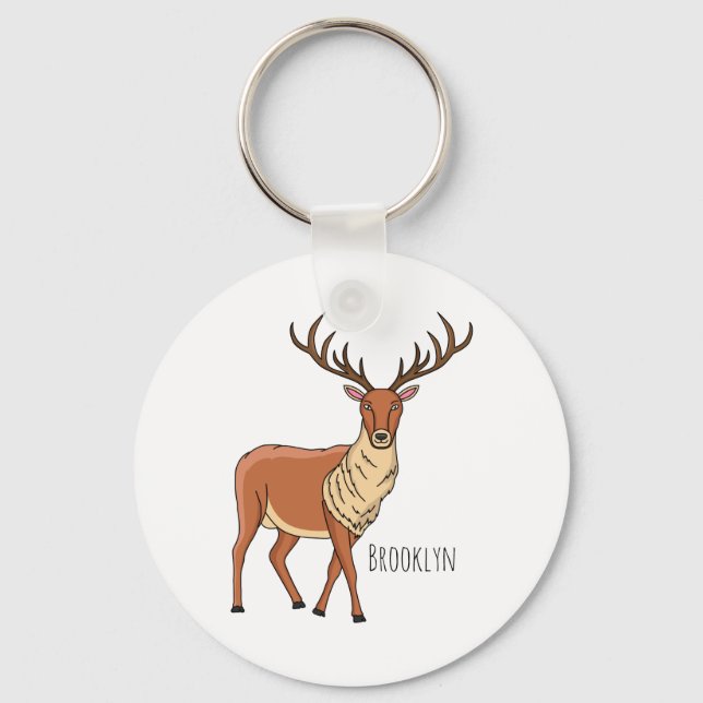 Reindeer cartoon illustration  keychain (Front)