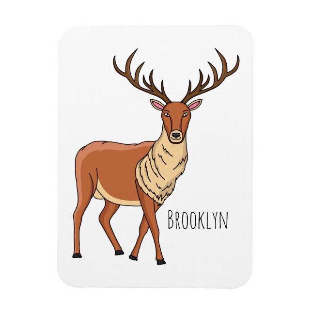 Reindeer cartoon illustration magnet (Vertical)