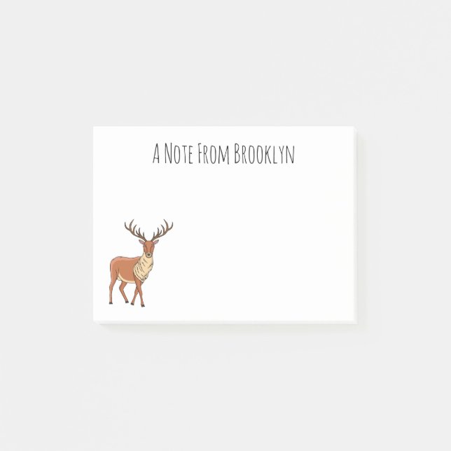 Reindeer cartoon illustration post-it notes (Front)
