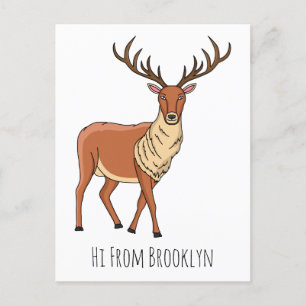 Reindeer cartoon illustration postcard