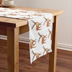 Reindeer cartoon illustration short table runner