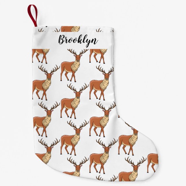 Reindeer cartoon illustration small christmas stocking (Front)