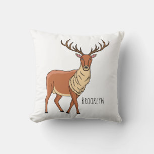 Reindeer cartoon illustration throw pillow