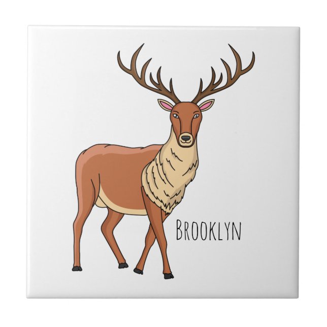 Reindeer cartoon illustration  tile (Front)