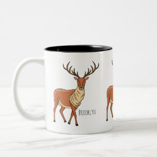 Reindeer cartoon illustration Two-Tone coffee mug