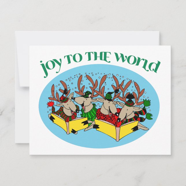 Reindeer Choir - Joy to the World Holiday Card (Front)