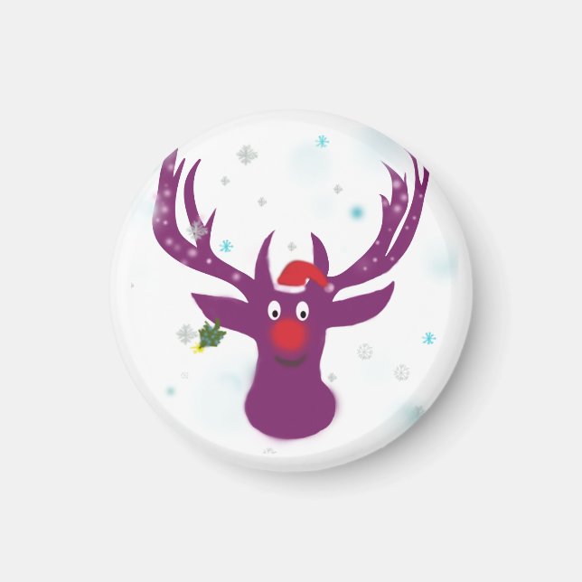 Reindeer Chrismas Small, 3.2 Cm Round Magnet (Front)