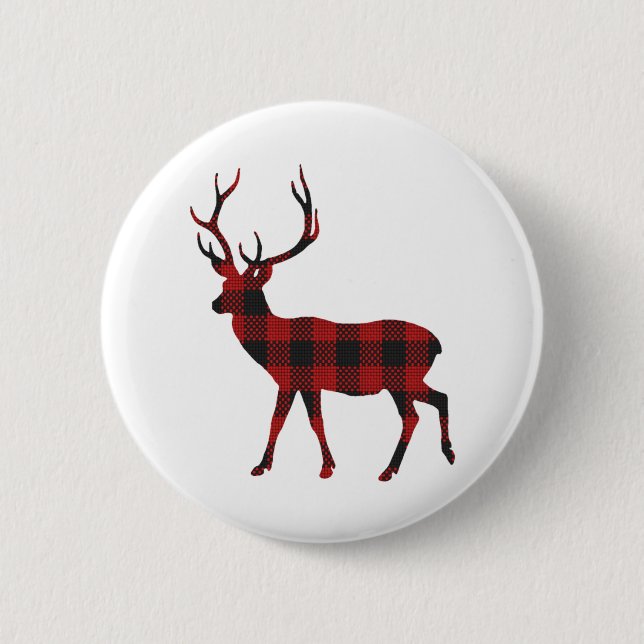Reindeer Christmas 2 Inch Round Button (Front)