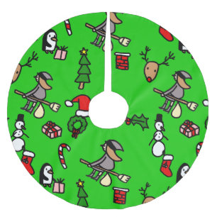 reindeer christmas befana brushed polyester tree skirt