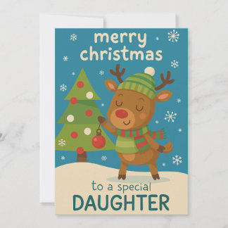 Reindeer Christmas Card for Daughter