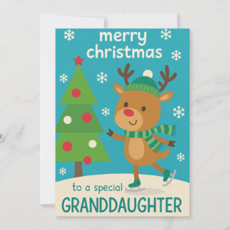 Reindeer Christmas Card for Granddaughter