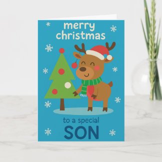 Reindeer Christmas Card for Son