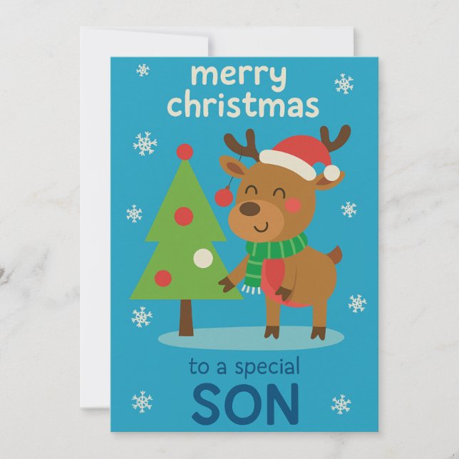 Reindeer Christmas Card for Son (Front)