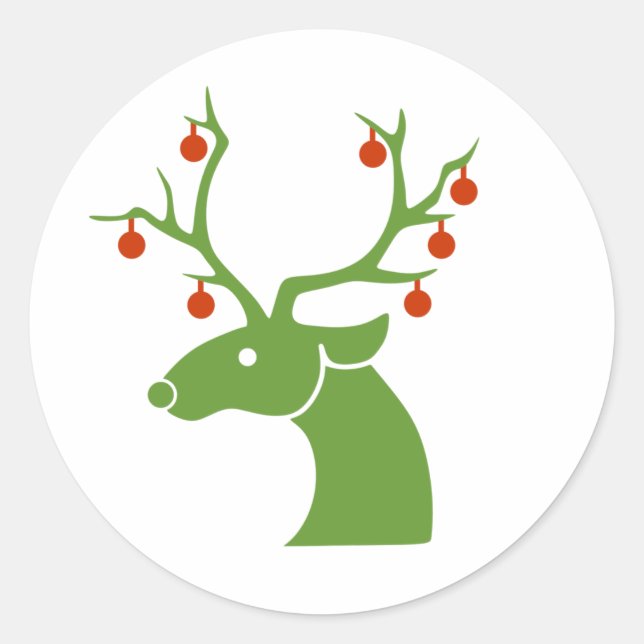 Reindeer Christmas Classic Round Sticker (Front)