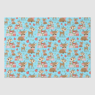 Reindeer Christmas Gift Ornament Snowflake Blue Tissue Paper