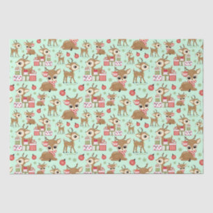 Reindeer Christmas Gift Ornament Snowflake Green Tissue Paper