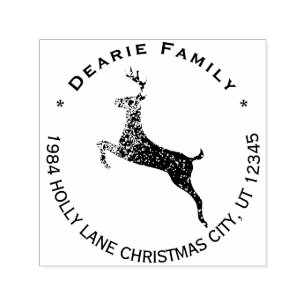 Reindeer Christmas Holiday Return Address Self-inking Stamp