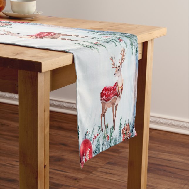 Reindeer Christmas Holiday Table Runner (In Situ)
