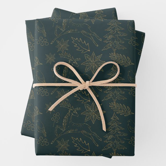 Reindeer Christmas Holiday Tissue Gift Paper (In situ)