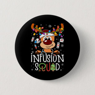 Reindeer christmas infusion nurse squad stethoscop 2 inch round button