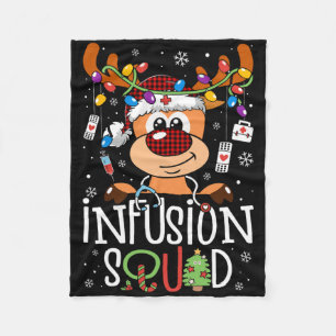 Reindeer Christmas Infusion Nurse Squad Stethoscop Fleece Blanket