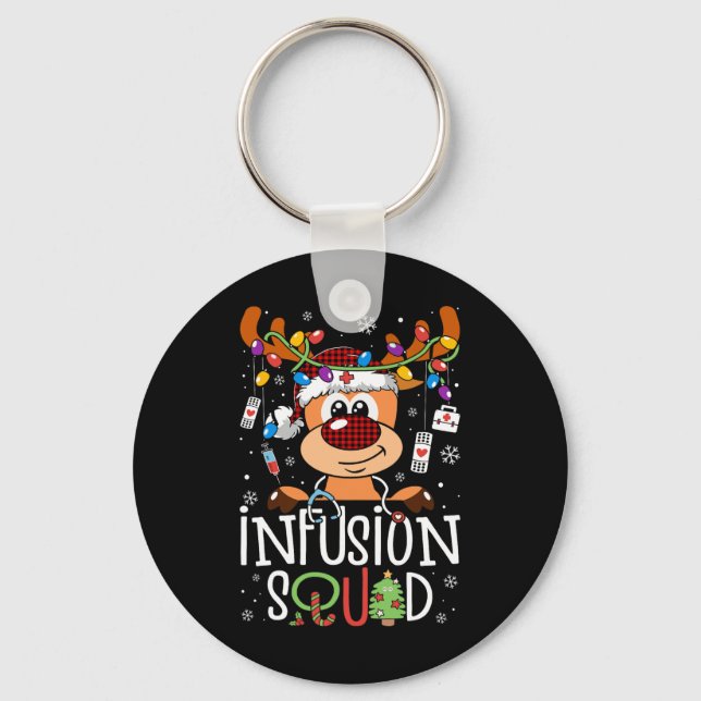 Reindeer christmas infusion nurse squad stethoscop keychain (Front)