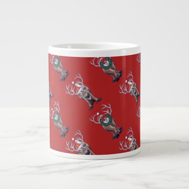 Reindeer Christmas Large Coffee Mug (Front)