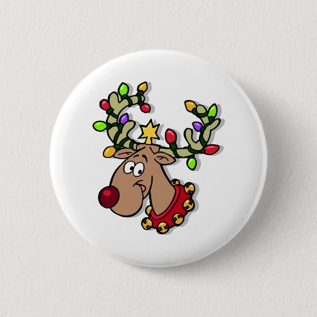 Reindeer Christmas Lights 2 Inch Round Button (Front)