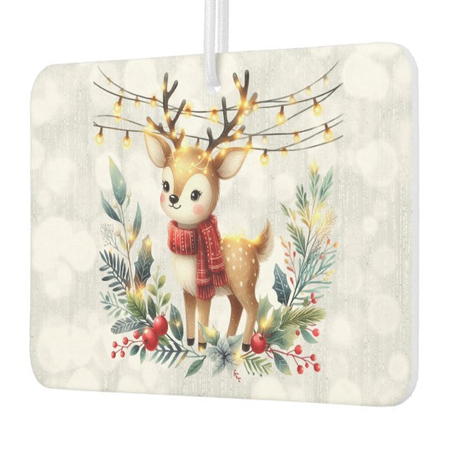 Reindeer Christmas Lights Glittery Air Freshener (Left)