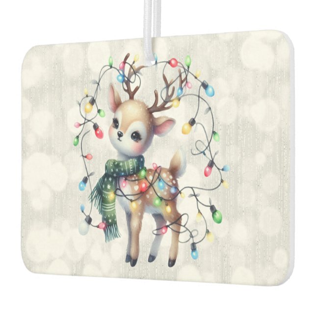 Reindeer Christmas Lights Glittery Air Freshener (Left)
