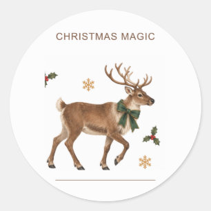 Reindeer Christmas Magic Round Stickers