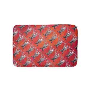 Reindeer Christmas On Green Bath Mat