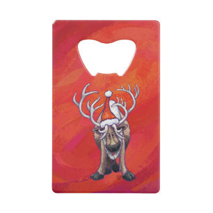 Reindeer Christmas On Green Wallet Bottle Opener