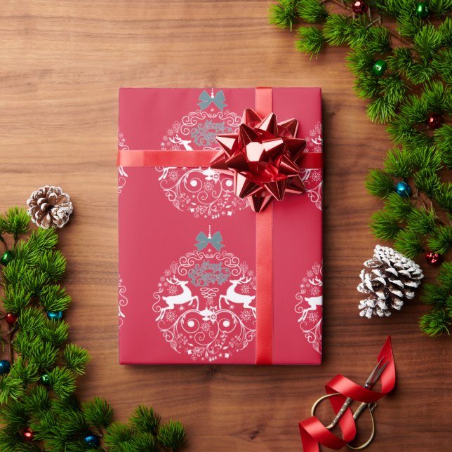Reindeer Christmas Ornaments Wrapping Paper (Holiday Gift)