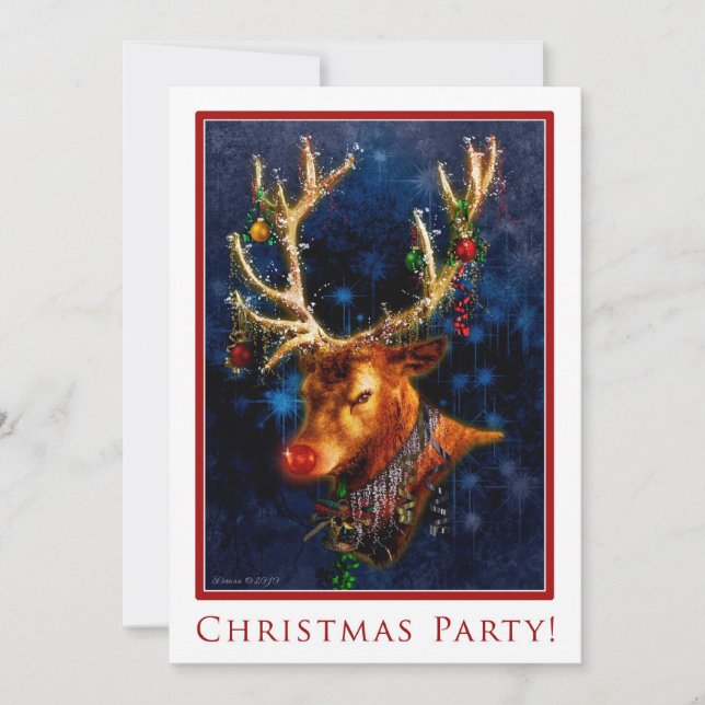 Reindeer Christmas Party Custom Invitation Temp (Front)
