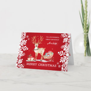Reindeer Christmas Presents Great Grandson Holiday Card