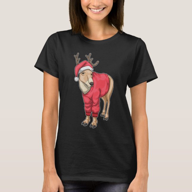 Reindeer Christmas Santa hat T-Shirt (Front)