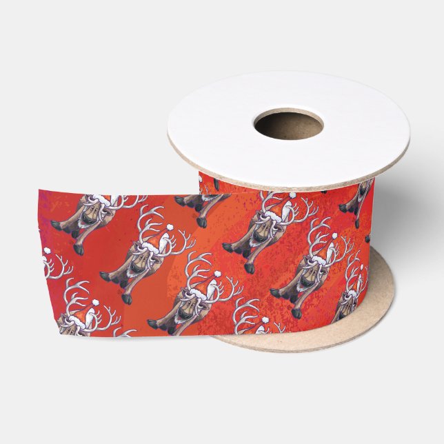 Reindeer Christmas Satin Ribbon (Spool)